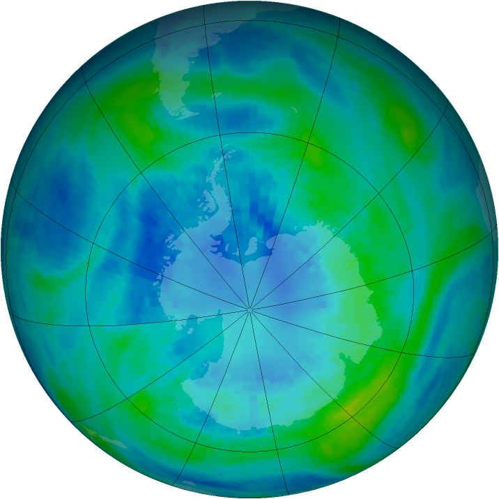 Antarctic ozone map for 06 April 2002